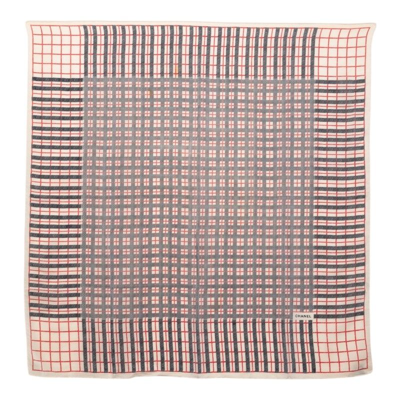 Chanel Scarf Beige Multicolor Silk