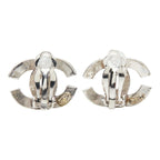 Chanel CC Logo Earrings Silver Metal — view 3