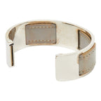 Hermes Bangle Silver Gray Metal Leather Bracelet — view 2