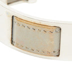 Hermes Bangle Silver Gray Metal Leather Bracelet — view 3