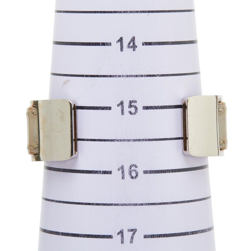 Hermes Bangle Silver Gray Metal Leather Bracelet — view 6