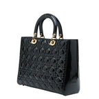 Dior Lady Dior Cannage 2-Way Shoulder Bag Black Patent Leather — view 2