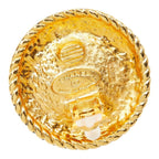 Chanel Round Earrings Gold Faux Pearl Plated — view 4