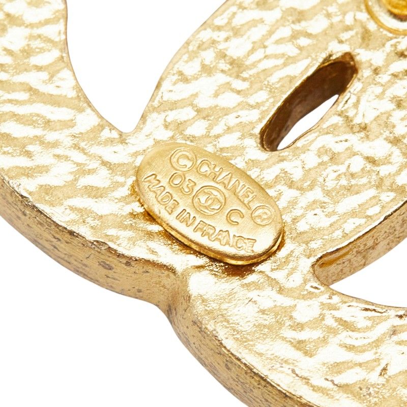 Chanel CC Logo Pin Brooch Gold Plated Faux Pearl Rhinestone — view 3