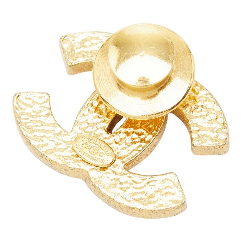 Chanel CC Logo Pin Brooch Gold Plated Faux Pearl Rhinestone — view 2
