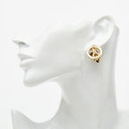 Celine Eiffel Tower Motif Round Earrings Gold Plated Rhinestone — view 4