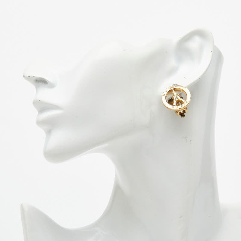 Celine Eiffel Tower Motif Round Earrings Gold Plated Rhinestone — view 4
