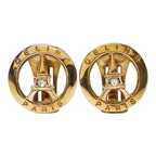 Celine Eiffel Tower Motif Round Earrings Gold Plated Rhinestone — view 2