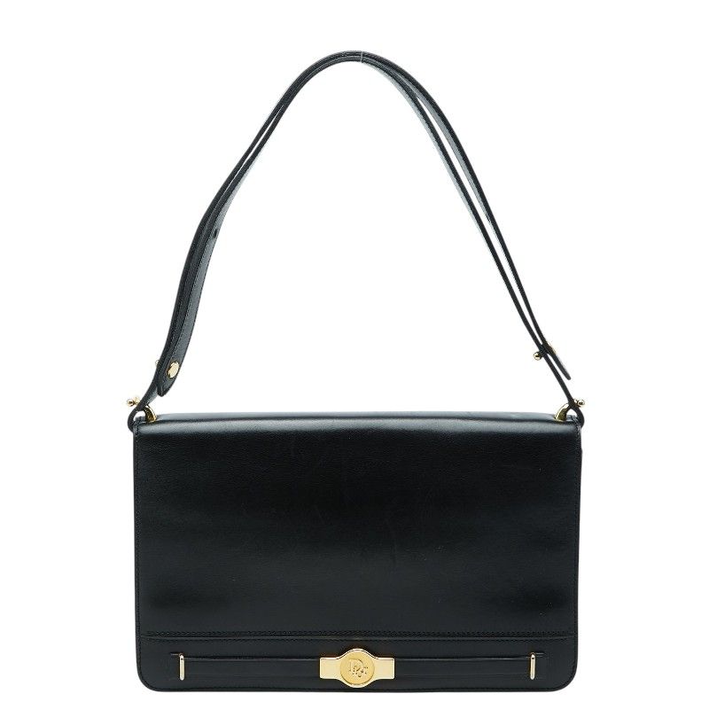 Dior Logo Shoulder Bag Black Leather