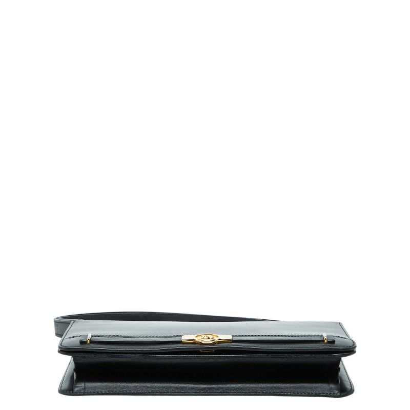 Dior Logo Shoulder Bag Black Leather — view 3