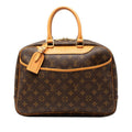 Louis Vuitton Monogram Deauville Handbag Brown Leather