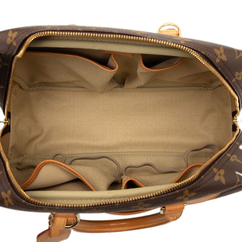 Louis Vuitton Monogram Deauville Handbag Brown Leather — view 4