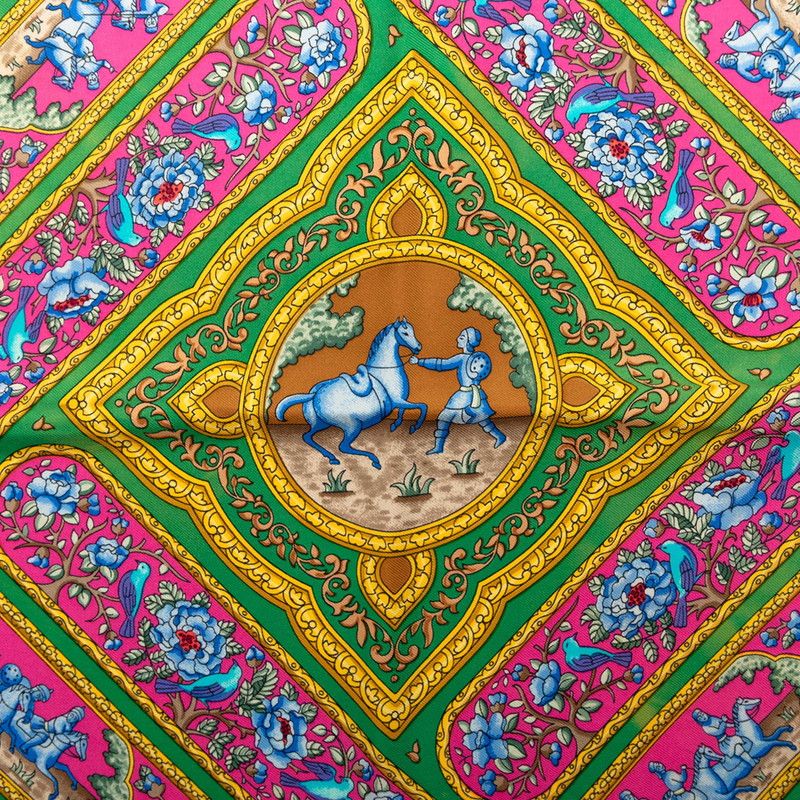 Hermes Carre 90 Qalamdan Scarf Brown Multicolor Silk — view 3