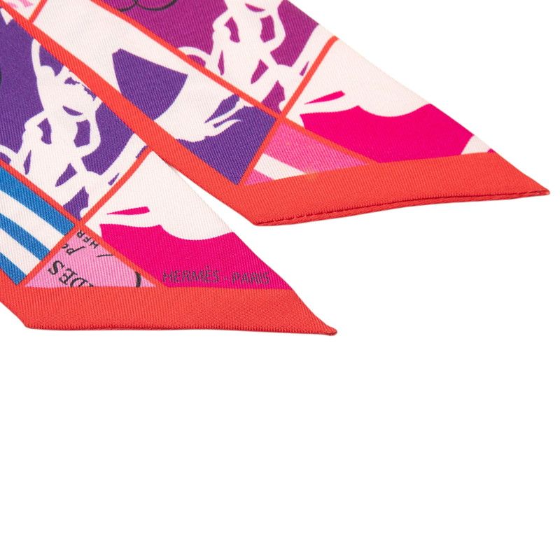 Hermes Twilly en Desordre Order Scarf Pink Multicolor Silk — view 3