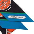 Hermes Twilly Lift Profile Scarf Black Multicolor Silk — view 4