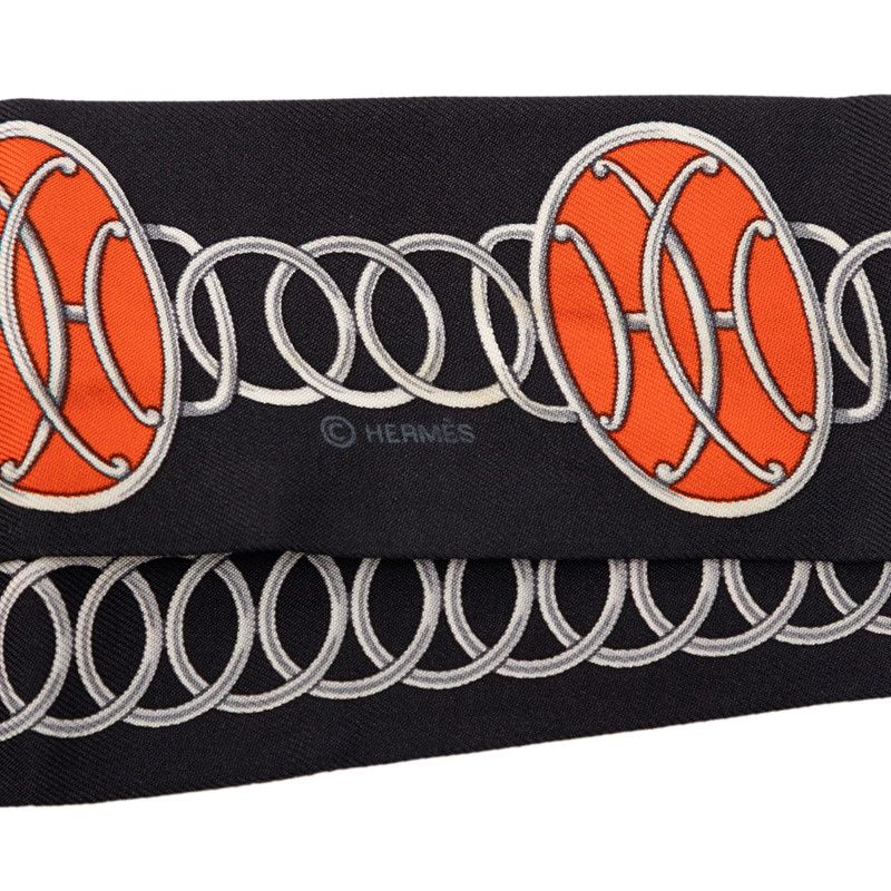 Hermes Twilly Lift Profile Scarf Black Multicolor Silk — view 3