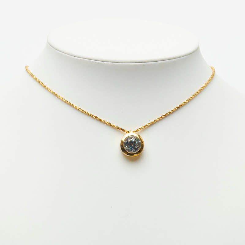 Dior Large Chain Pendant Necklace Gold Rhinestone Plated — view 8