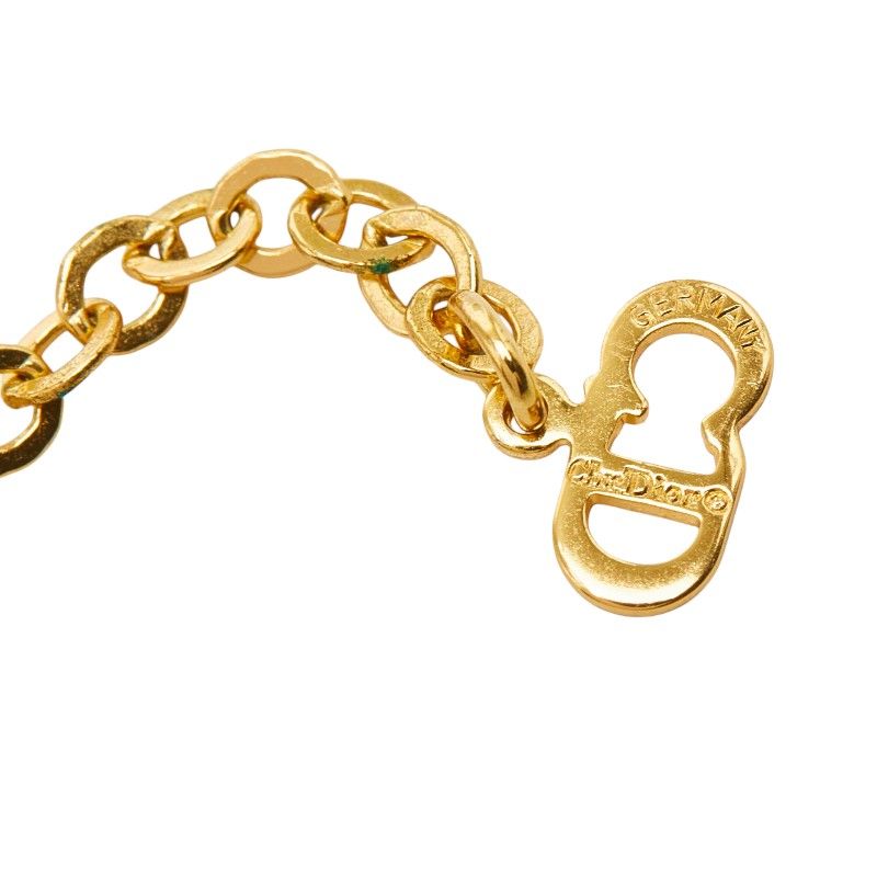 Dior Large Chain Pendant Necklace Gold Rhinestone Plated — view 7