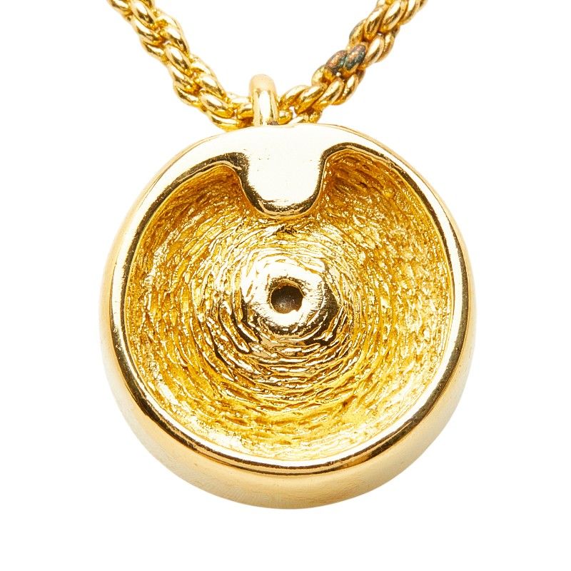 Dior Large Chain Pendant Necklace Gold Rhinestone Plated — view 3
