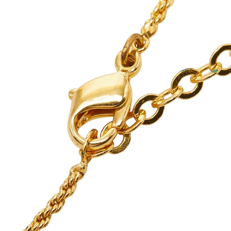 Dior Large Chain Pendant Necklace Gold Rhinestone Plated — view 6