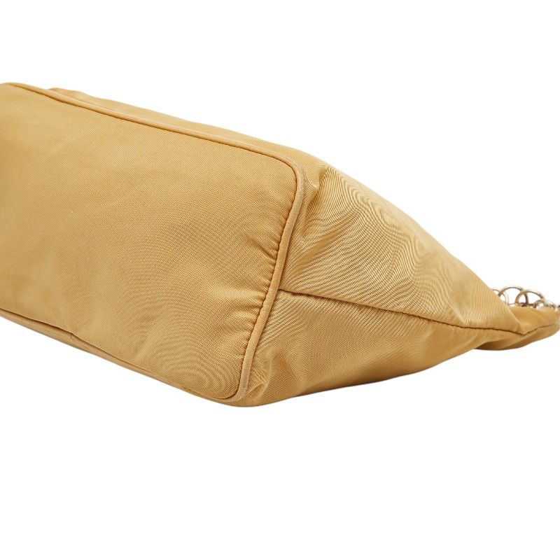 Prada Logo Chain Shoulder Bag Beige Nylon Leather — view 4
