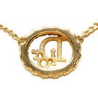 Dior CD Logo Vintage Pendant Chain Necklace Gold Plated Rhinestone — view 3