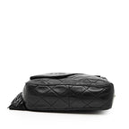 Chanel CC Logo Quilted Tassel Chain Shoulder Bag Black Lambskin — view 3