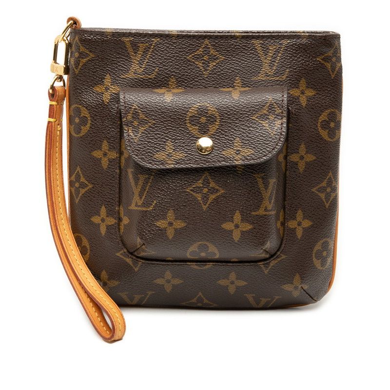 Louis Vuitton Monogram Partition Pouch Mini Bag Brown Leather