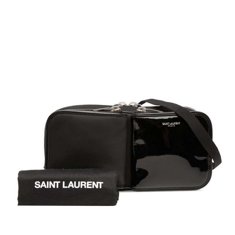 Saint Laurent Logo Shoulder Bag Black Nylon Patent — view 7