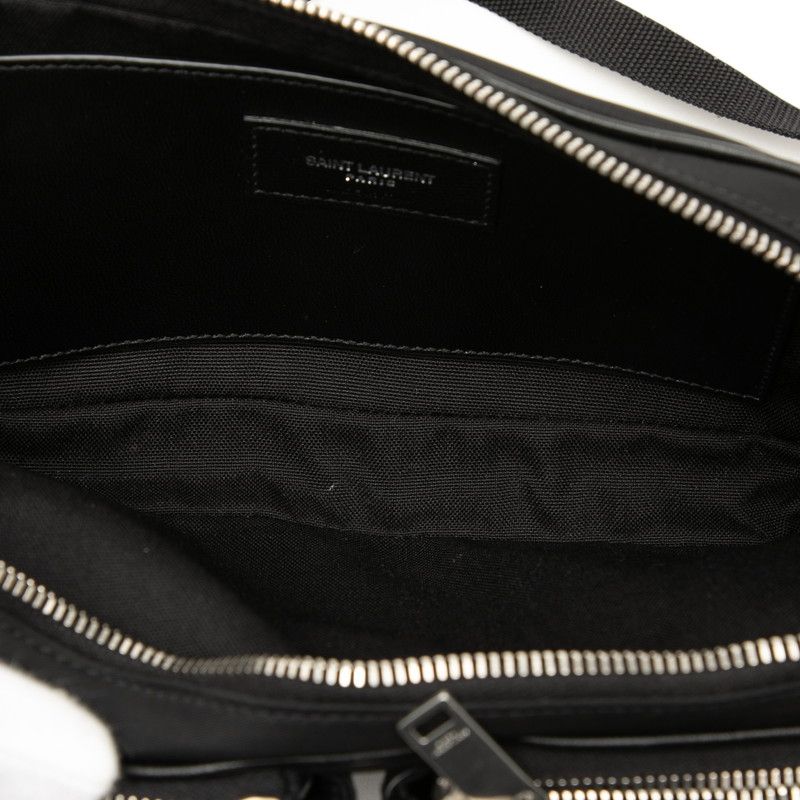 Saint Laurent Logo Shoulder Bag Black Nylon Patent — view 4