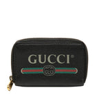 Gucci Interlocking GG Logo Zip Around Coin Purse Black Leather