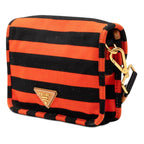 Prada Canapa Border Shoulder Bag Orange Black Canvas Leather — view 2