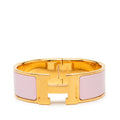 Hermes Clic Clac GM Bangle Gold Pink Enamel Plated Bracelet