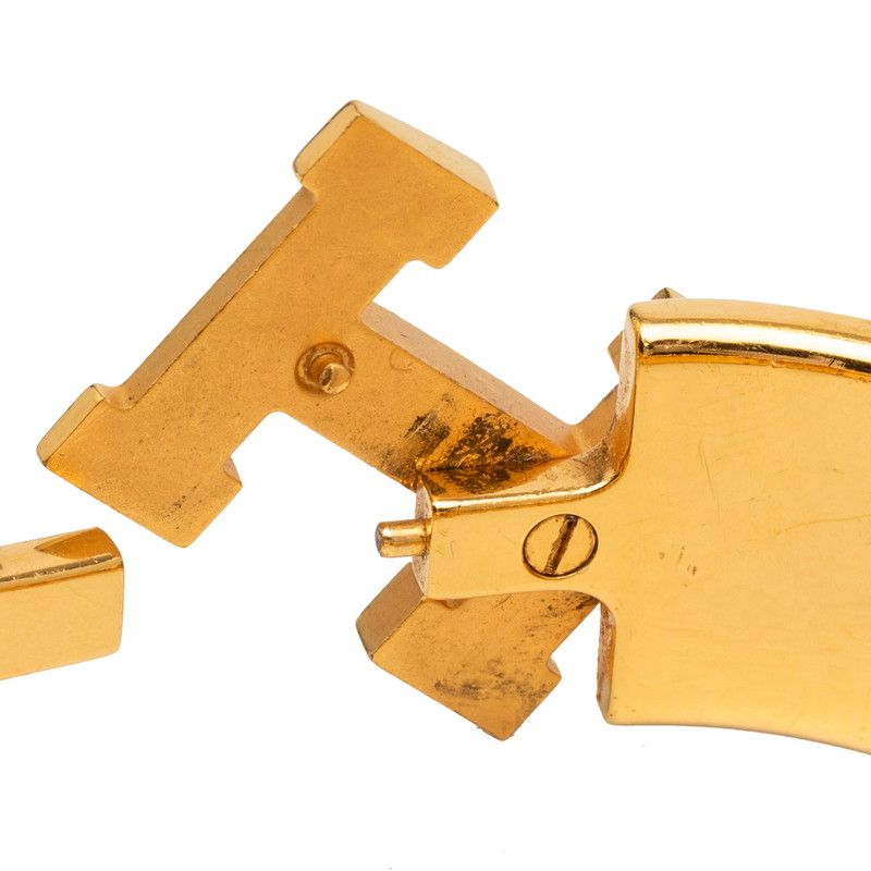 Hermes Clic Clac GM Bangle Gold Pink Enamel Plated Bracelet — view 4