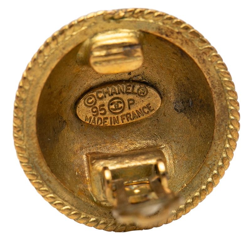 Chanel CC Logo Vintage Earrings Gold Plated — view 3