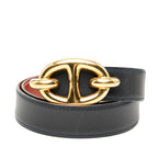 Hermes Chaine D'ancre Reversible 65 Navy Brown Leather Belt