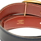 Hermes Chaine D'ancre Reversible 65 Navy Brown Leather Belt — view 8