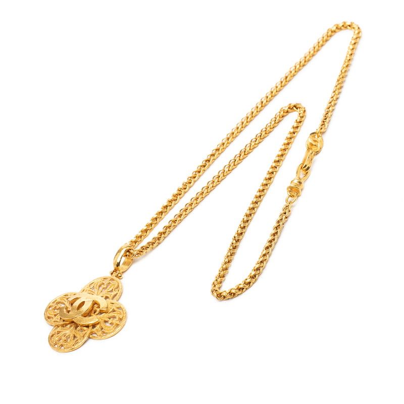 Chanel Vintage CC Logo Long Necklace Gold Plated — view 3