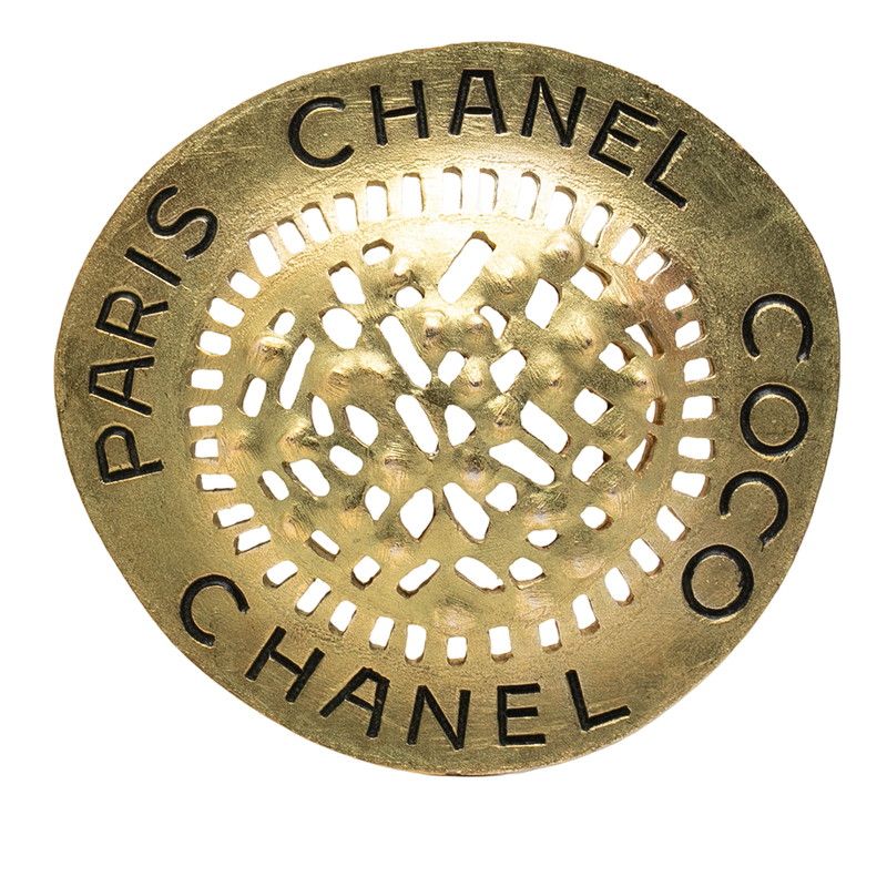 Chanel Straw Hat Motif Vintage Brooch Gold Plated