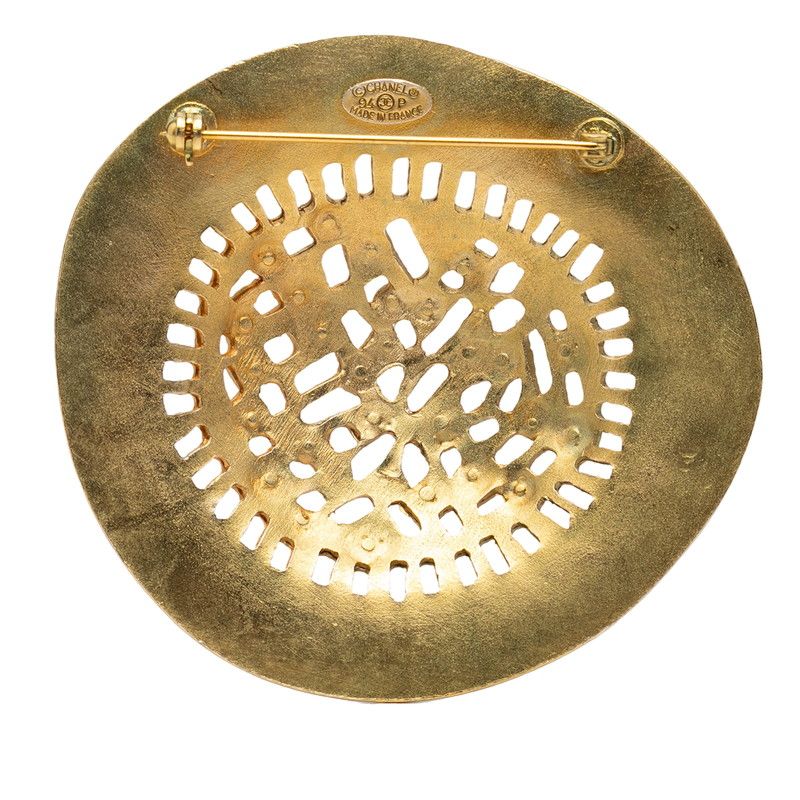 Chanel Straw Hat Motif Vintage Brooch Gold Plated — view 2