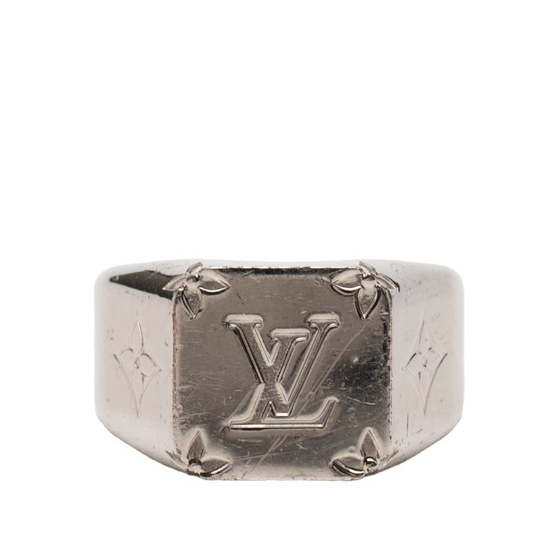 Louis Vuitton Monogram Signet Ring L Silver Metal