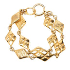 Chanel Logo Quilted Bracelet Double Chain Gold Plated