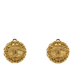 Chanel CC Logo Vintage Earrings Gold Plated