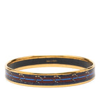 Hermes Enamel PM Cloisonne Bangle Gold Navy Plated Bracelet — view 3