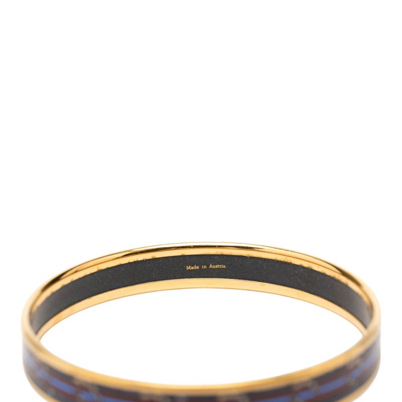 Hermes Enamel PM Cloisonne Bangle Gold Navy Plated Bracelet — view 5