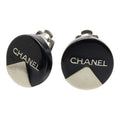 Chanel Round Earrings Black Plastic Metal