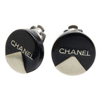 Chanel Round Earrings Black Plastic Metal