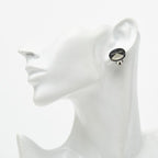 Chanel Round Earrings Black Plastic Metal — view 5