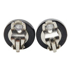 Chanel Round Earrings Black Plastic Metal — view 3