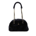 Chanel Coconage Large Bowling Bag Navy Gold Shearling Lambskin